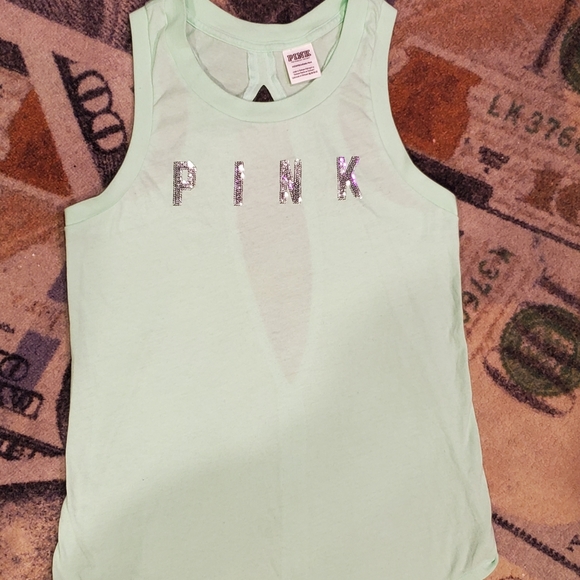 VS PINK Minty blingy tank top cut out in back - Picture 16 of 16